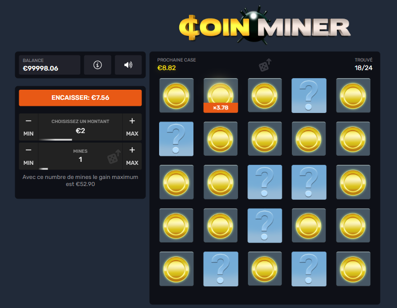 Coin Miner mini jeu casino